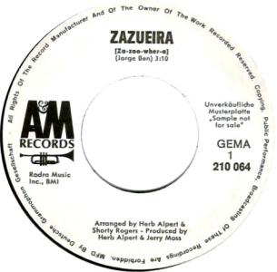 Herb Alpert & the Tijuana Brass: Zazueira Germany promo 7-inch
