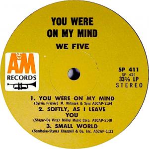 We Five: You Were On My Mind U.S. jukebox E.P.