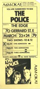 Police March 1979 Canada concert promotion