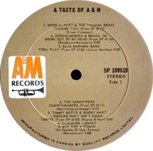 A&amp;M Records compilation album pressed by Quality Records
