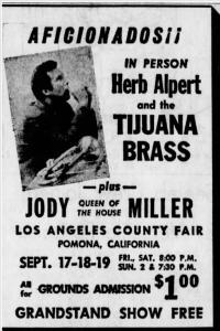 Herb Alpert & the Tijuana Brass handbill 1965