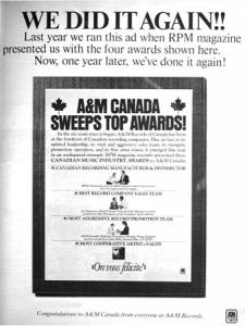 A&M Canada Juno Awards 1977