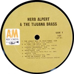 Herb Alpert & the Tijuana Brass mono label