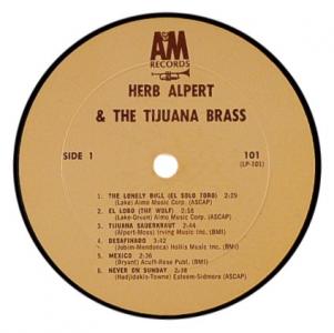Herb Alpert & the Tijuana Brass mono album label