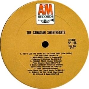 Early pressing from Monarch Records. Does not have album title Introducing the Canadian Sweethearts.