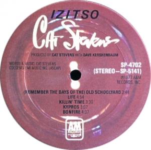Cat Stevens Izitso custom album label
