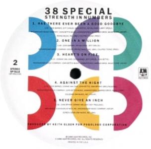 38 Special custom album label