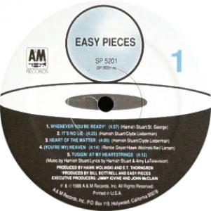 Easy Pieces custom album label