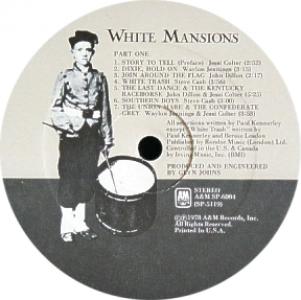 White Mansions custom album label
