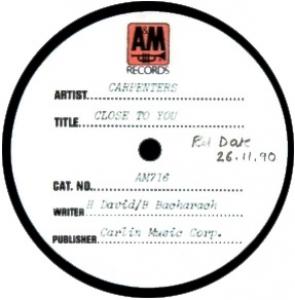 A&M Records, Ltd. test pressing
