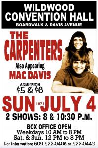 Carpenters 1971 U.S. concert poster