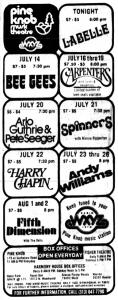 Carpenters U.S. 1975 concert ad