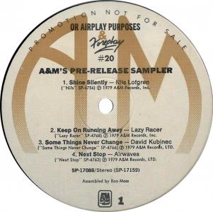 Foreplay #20 A&M Pre-Release Sampler U.S. vinyl album