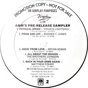 Foreplay #29 A&M Pre-Release Sampler U.S. promo album
