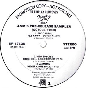 Foreplay #37 A&M Pre-Release Sampler U.S. promo album