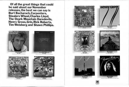 A&M Records 1973 releases ad