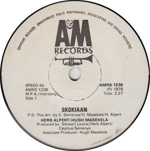 Herb Alpert & Hugh Masekela: Skokiaan South Africa 7-inch