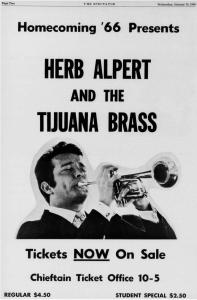 Herb Alpert & the Tijuana Brass Homecoming concert ad