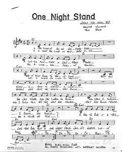 Almo Music: One Night Stand US lead sheet