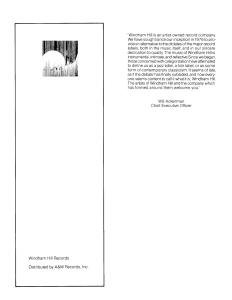 Windham Hill Records vinyl album insert