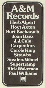 A&M Records, Ltd. 1975 various artists ad