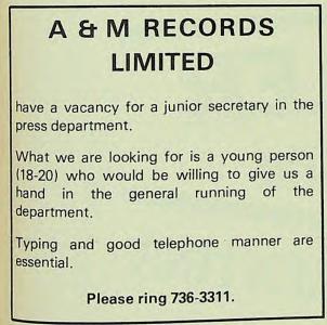 A&M Records, Ltd. ad for secretary