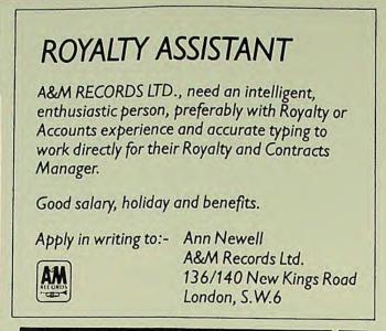 A&M Records, Ltd. royalty and contracts department ad