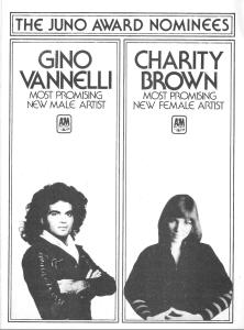A&M Records Canada 1975 Juno Award Nominees Canada ad