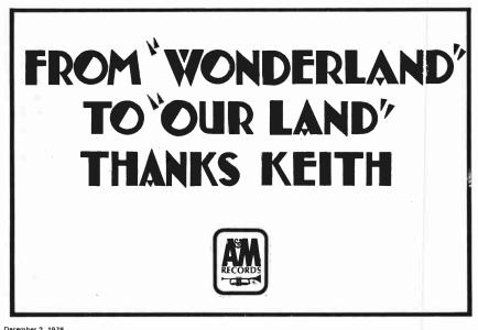 A&M Records Canada thanks Keith James