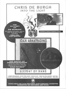 A&M Records Canada, Chris DeBurgh and Joan Armatrading ad