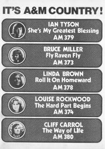 A&M Records Canada 5 country singles ad