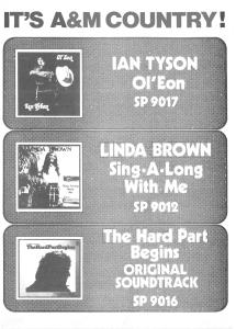 A&M Records Canada for Ian Tyson, Linda Brown, Soundtrack