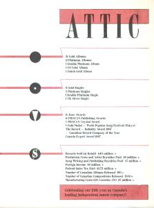 Attic Records celebrating 15 years Canada ad