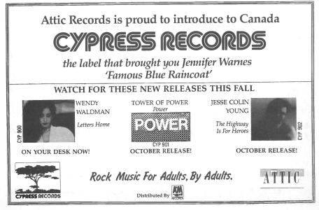 Cypress Records Canada Attic is proud to introduce to Canada Cypress ad