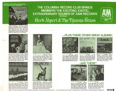 A&M Records ad in Columbia Records Club