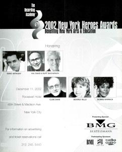 Burt Bacharach, Hal David, Dionne Warwick NY Heroes Awards