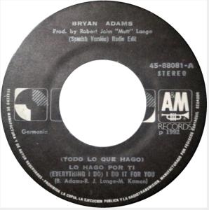 Bryan Adams: I Do It For You Ecuador 7-inch