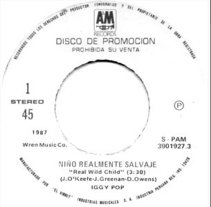 Iggy Pop: Real Wild Child Peru promo 7-inch