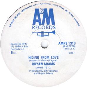 Bryan Adams: Hiding From Love Zimbabwe 7-inch