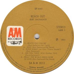 Burt Bacharach: Reach Out Brazil vinyl album