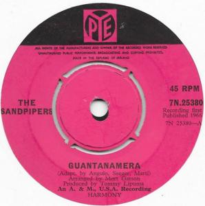 Sandpipers; Guantanamera Ireland 7-inch