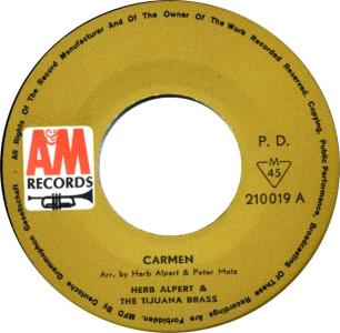 Herb Alpert & the Tijuana Brass: Carmen Austria 7-inch