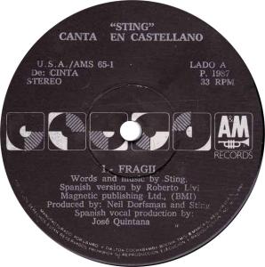 Sting: Fragile Bolivia 7-inch