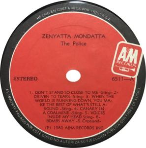 Police: Zenyatta Mondatta Costa Rica vinyl album