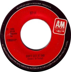 Styx: Don’t Let It End Costa Rica 7-inch
