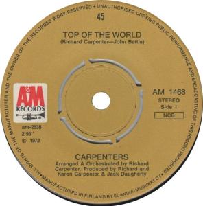 Carpenters: Top Of the World Finland 7-inch