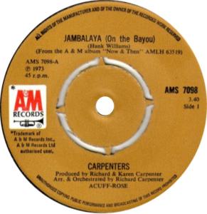 Carpenters: Jambalaya Greece 7-inch