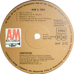 Carpenters: Now & Then Greece vinyl album