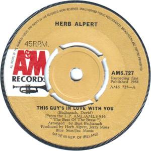 Herb Alpert & the Tijuana Brass: This Guy’s In Love With You Ireland 7-inch