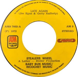 Stealers Wheel: Late Again Lebanon 7-inch